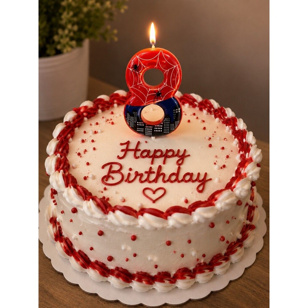 Spider Birthday Number 8 Candle for Kids Cake Decoration Party Supplies